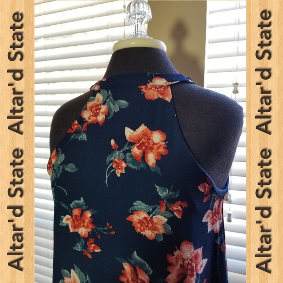 ALTAR'D STATE Sleeveless Midi Dress Women Blue Navy - Picture 3 of 8